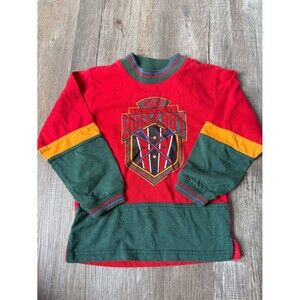 VTG Bugle Boy Lacrosse Colorblock Sweatshirt Pullover Long Sleeve Red Green S